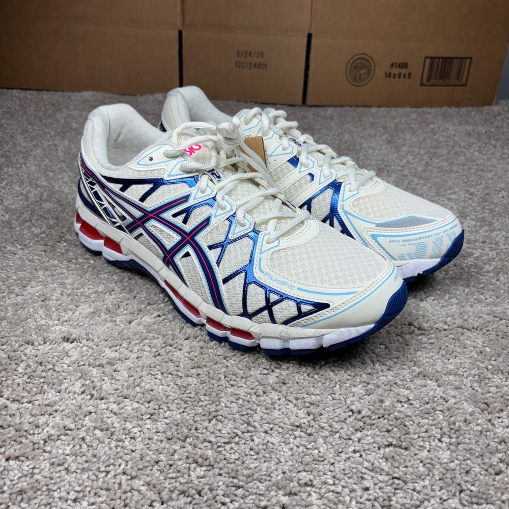 Asics Gel-Kayano 20 20th Anniversary Cream Blue Red 1203A388 Mens 11.5 NEW